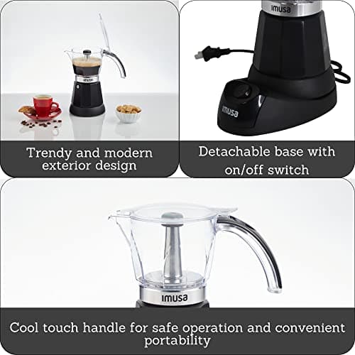 Imusa 6 or 3cup Electric Espresso Maker, Black