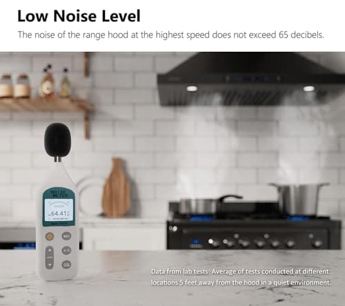 IKTCH 36 inch Black Wall Mount Range Hood, 900 CFM Ducted/Ductless Stainless Steel Vent Hood with Gesture Sensing & Touch Control Switch Panel, 2 Pcs Adjustable Lights(IKP02-36-BSS)