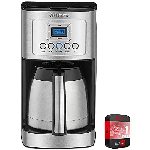 Cuisinart 12 Cup Programmable Stainless Steel Thermal Coffee Maker with Thermal Carafe (DCC-1850 /DCC-3400) Bundle Including Permanent Filter and 1 YR CPS Enhanced Protection Pack