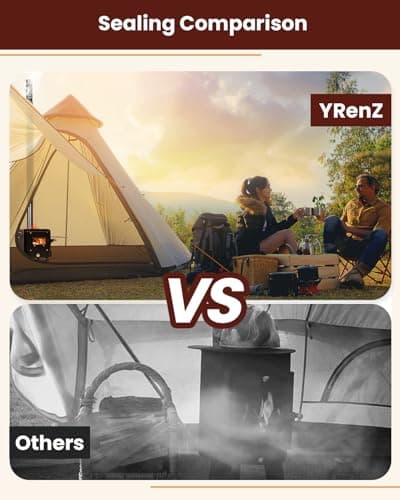 Wood Stove, Portable Tent Stove with 7-Section Stainless Steel Chimney, HeatControl Stovepipe and Elbow Pipe, Wood Burning for Outdoor Camping and Ice Fishing