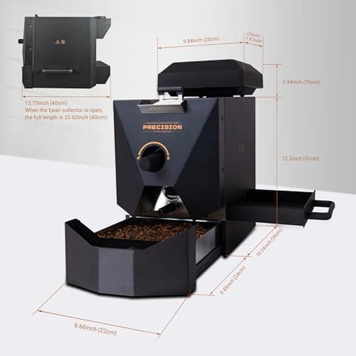 1Pound Electric Coffee Roaster, Automatic Roasting And Easy Operation, With A Smoke Filter(Suitable for light roasting), 2 Chimney Tube, And Chaff Collector.
