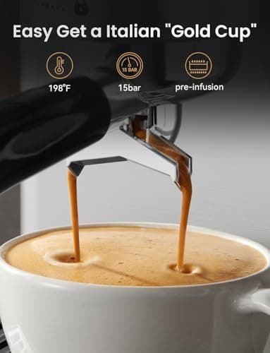 Neretva Espresso Machine, 15 Bar Espresso Coffee Machine with Visible Pressure Guage Professional Espresso Maker with Milk Frother & Stainless Steel for Home Barista Latte and Cappuccino Maker-Silver