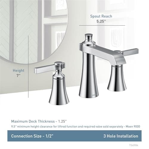Moen Brushed Gold Flara Two-Handle 8 in. Widespread Lever Handle Bathroom Faucet Trim Kit, Valve Required, TS6984BG