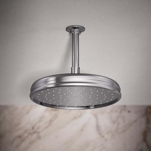 KOHLER 13696-CP 10-inch Single-Function Rainhead, Traditional Rain Shower Head, Round Rainfall Shower Head, 2.5 GPM, Polished Chrome