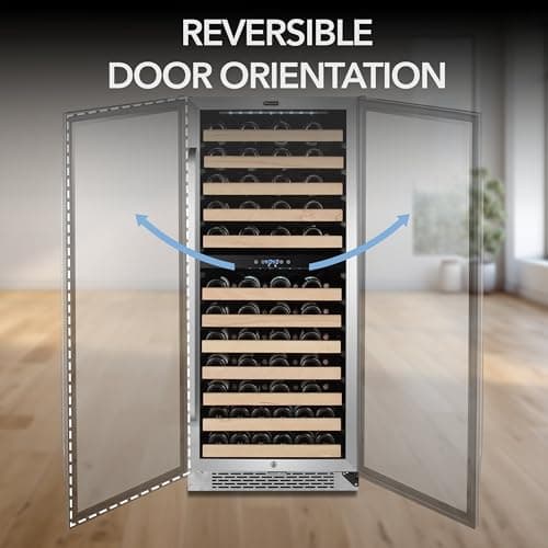 Whynter BWR-0922DZ 92 Wine Bottle Built-in or Freestanding Stainless Steel Dual Zone Compressor Large Capacity Refrigerator Rack for Open LED Display, Dark Grey-92 Grey