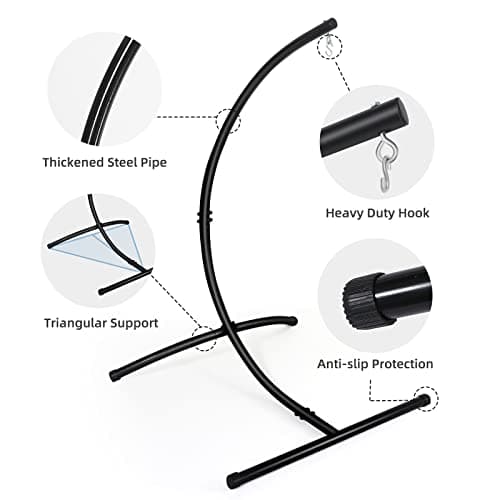 GOUTIME Hammock Chair Stand Only, Hanging Swing Egg Chair Stands Frame Holder, Heavy Duty Steel C Stand for Indoor Outdoor, Max Load 350 LBS