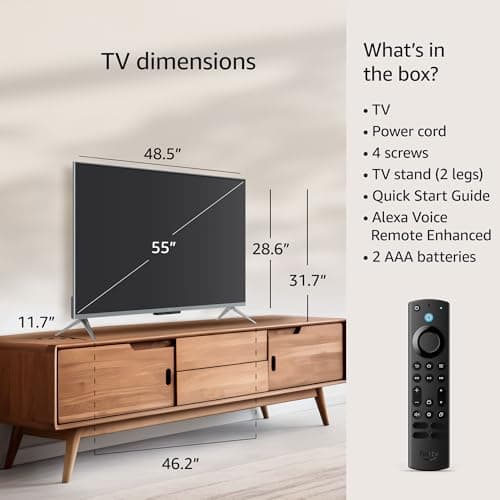 Amazon Fire TV 55" Omni QLED Series 4K UHD smart TV, Dolby Vision IQ, Fire TV Ambient Experience, local dimming, hands-free with Alexa