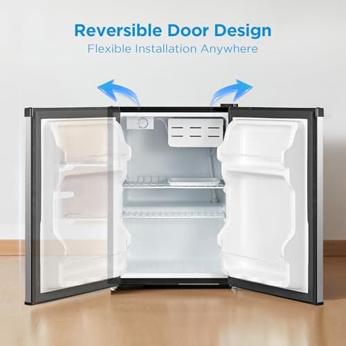 Midea WHS-87LSS1 Refrigerator, 2.4 Cubic Feet, Stainless Steel