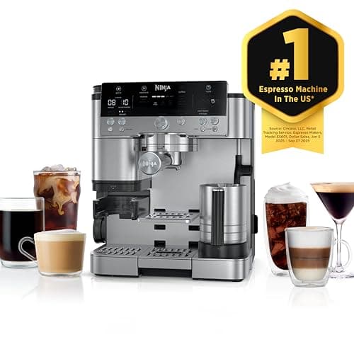 Ninja Espresso Machine and Drip Coffee Maker| Luxe Café Premier Series | Integrated Coffee Grinder, Milk Frother, Assisted Tamper & Built-In Espresso Accessory Storage | Stainless Steel | ES601