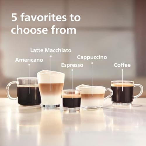 Philips 3200 Series Fully Automatic Espresso Machine, LatteGo Milk Frother, 5 Coffee Varieties, Intuitive Touch Display, 100% Ceramic Grinder, AquaClean Filter, My Coffee Choice, Black (EP3241/54)