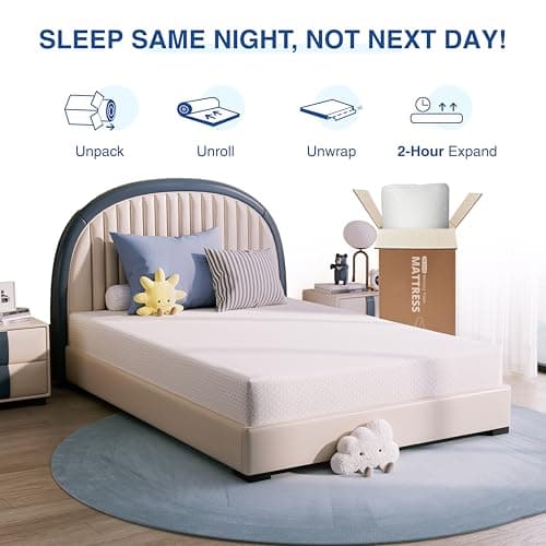 Twin Mattress, 8 Inch Memory Foam for Kids, Cooling Green Tea Gel, Fiberglass Free Comfortable Cover, Medium Firmness, Mattress in a Box, Foam Made in USA, CertiPUR-US Certified