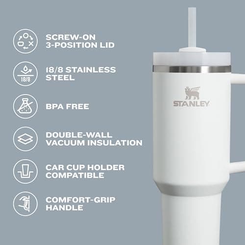 STANLEY Quencher H2.0 Tumbler with Handle and Straw 30 oz | Flowstate 3-Position Lid | Cup Holder Compatible for Travel | Insulated Stainless Steel Cup | BPA-Free | Tigerlily Plum