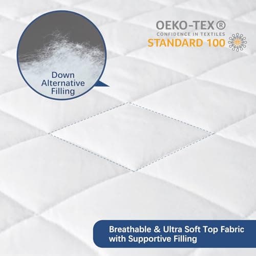 Waterproof Split Top King Mattress Pad Protector for Adjustable Bed, 34" Top Split from Head, Noiseless, Soft Padded Matress Protector