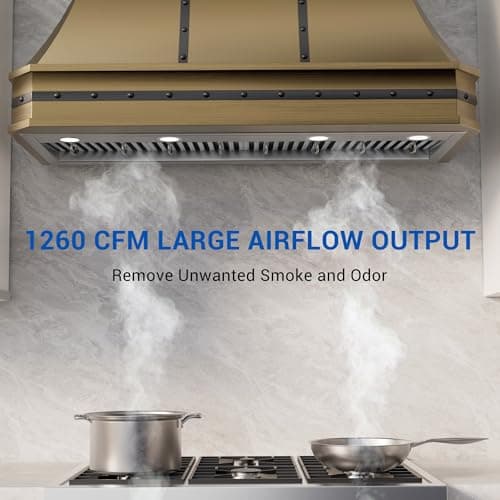 54-inch Range Hood Insert, CT Copper Tailor Built-In Vent Hood Ducted with 4-Speed Fan, 1260 CFM, LED Light, Dishwasher-safe Baffle Filter, in Stainless Steel