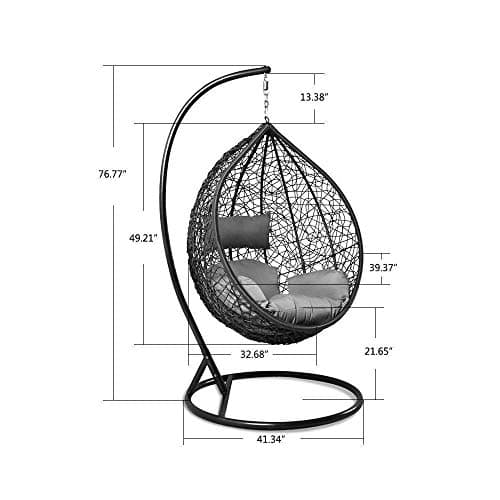 Island Gale Luxury Hanging Hammock Porch Rattan Wicker Swing Chair Outdoor Egg Chair with Cushion and Stand (Green)