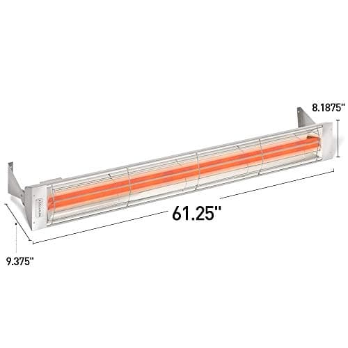 Infratech WD-6024 BL Stainless Steel 61.25” Dual Element Fixture 6000 Watt, 240 Volt, Black Finish