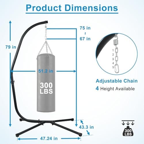 BPS Hammock Steel Stand Only C-Stand for Hanging Hammock Chairs - 300 Pound Capacity