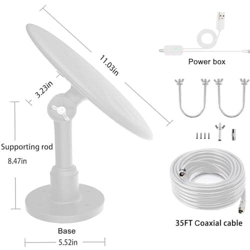 Outdoor TV Antenna for Smart TV, 720° Long Range Omni Directional Reception Digital HD Antenna Signal, with Super Signal Booster, 35ft HDTV Cable, for Attic/Camping/RV/Boat, 2025 Latest (WHITE-02)