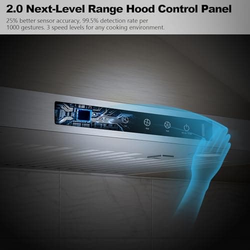 Wall Mount Range Hood 36 inch,Kitchen Vent Hoods 980 CFM Ducted/Ductless Range Hood,with Gesture Sensing & Touch Control Switch Panel, 3 Speed Exhaust Fan Permanent Filter
