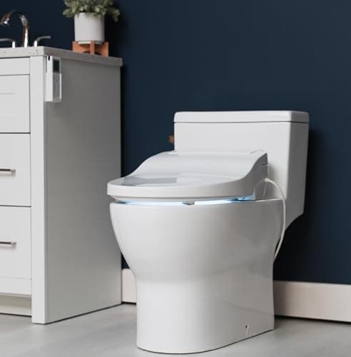 ALPHA BIDET JX2 Elongated Bidet Toilet Seat, White, Endless Warm Water, *NEW* Bowl Mist, LED Light, Quiet Operation, Wireless Remote, Stainless Steel Nozzle, Sittable Lid, 3 Year Warranty