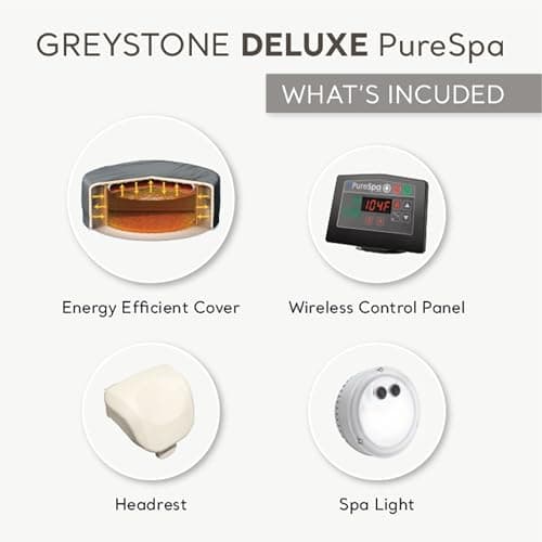 Intex PureSpa Plus Greystone Square Hot Tub 6 Person Inflatable 170 AirJet Spa Bundled with 4 PureSpa Cushioned Headrest Pillows