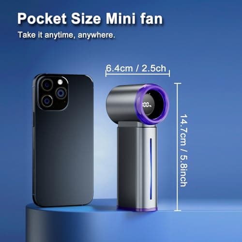 Portable Misting Fan - Mini Handheld Fan - 5000mAh Rechargeable Personal Mister Fans with Digital Display, 1-199 Speeds Adjustable, Birthday Gifts for Women Men Travel/Outdoor/Home/Office (Grey)