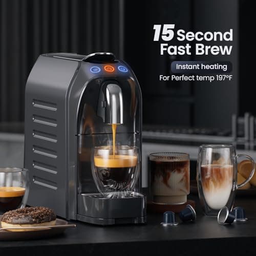 Espresso Capsule Machine Single Serve Coffee Maker Compatible with N Original Pods - 20Bar Barista Pump for Home Espresso & Lungo, Kitchen, Office