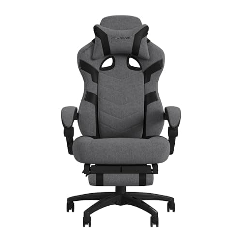 RESPAWN 110 Pro Gaming Chair - Gaming Chair with Footrest, Reclining Gaming Chair, Video Gaming Computer Desk Chair, Adjustable Desk Chair, Gaming Chairs for Adults with Headrest Pillow - Grey Fabric
