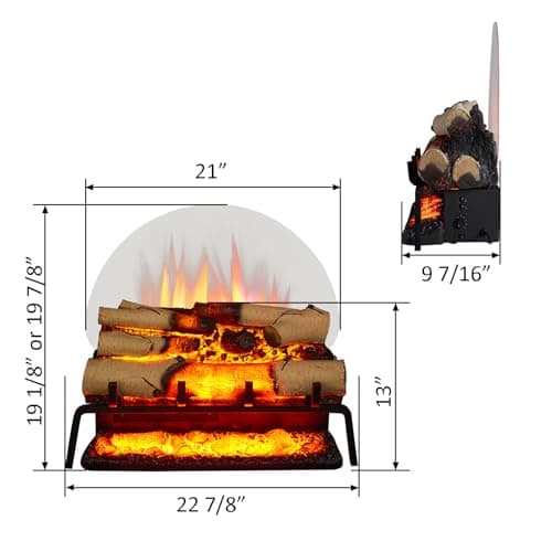 LegendFlame 23" W Free Standing Electric Fireplace White Birch Log Set (EF290A-WB), Fireplace Insert, Heater 750W/1500W, Crackling Sound, Remote Control