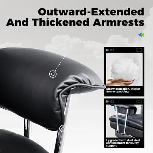 COMHOMA Big and Tall Office Chair, High Back Leather Gaming Chair with Footrest, Executive Ergonomic Office Chair with Pocket Spring Lumbar Support and with Outward Fixed Soft Armrests