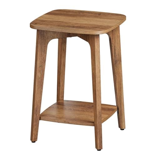 VASAGLE MAEZO Collection - Side Table, 2-Tier Small Square End Table, Nightstand with Tapered Legs, Curved Transitions, for Small Spaces, Living Room, Bedroom, Honey Brown ULET236K01