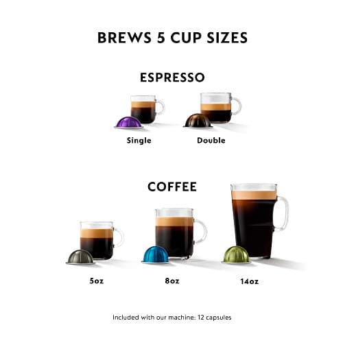 Nespresso VertuoPlus Coffee and Espresso Machine by De'Longhi with Milk Frother, Ink Black