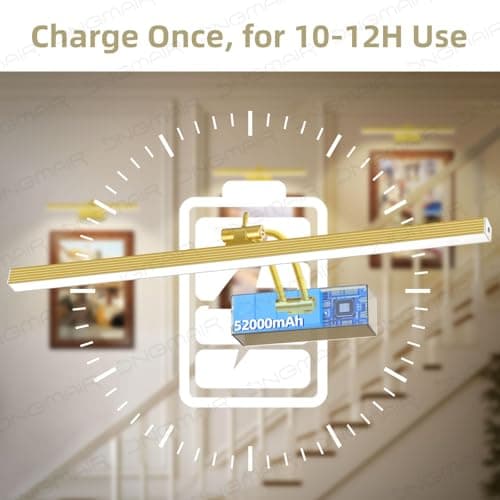 4 Pack Picture Lights for Wall, 16in Art Lighting for Paintings Cordless, 5200mAh Rechargeable Battery Operated Picture Light with Remote Dimmable and Timer for Artwork, Gallery, Frame, Display, Gold