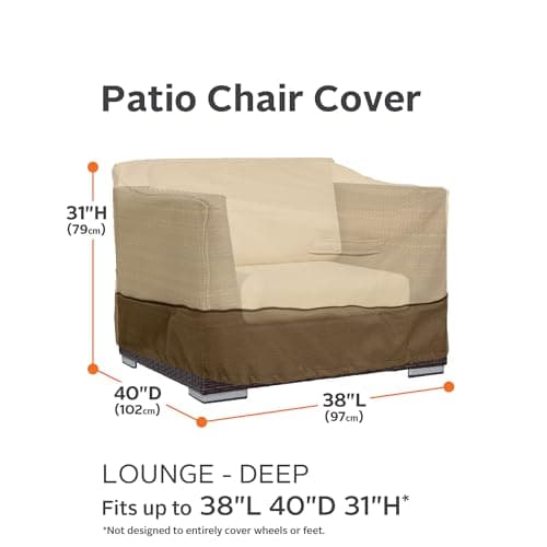 Classic Accessories Veranda Water-Resistant 38 Inch Deep Seated Patio Lounge Chair Cover, 2-Pack, Patio Furniture Covers