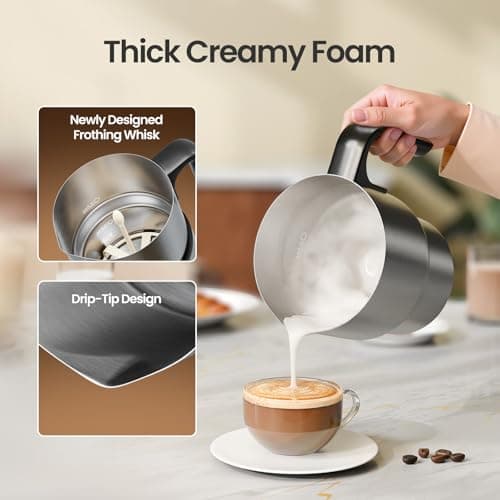 Electric Milk Frother and Steamer 4-in-1, 16.9oz/500ml Large Capacity, Frother for Coffee with Warm/Cold Foam, Warm Milk & Hot Chocolate for Latte, Cappuccino