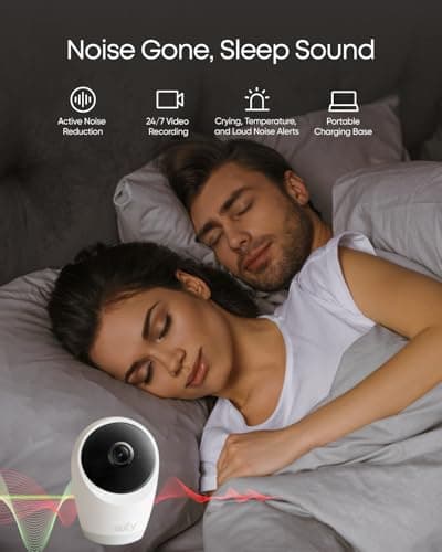eufy Security Baby Monitor E21 with 4K UHD Camera, 5'' 720p Display, 8X Zoom, Hybrid Wi-Fi and No Wi-Fi Connection, 24/7 Recording in app, Pan-Tilt, Portable Camera with Built-in Battery, ANR