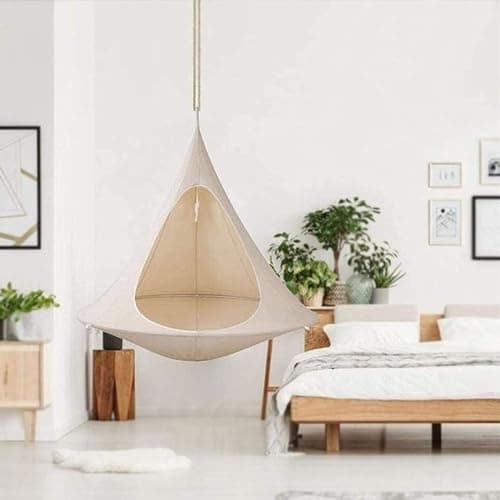 Flying Saucer Shape Hammock Swing Chair Teepee Hammock Stand Garden Outdoors Chair Hanging Swinging Swings Tree Chairs Free Standing for Kids & Adults Indoor Outdoor Hammock Tent,Rose red,100cm
