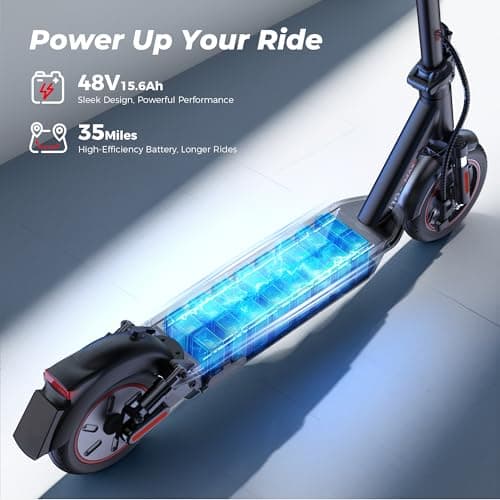 iScooter Electric Scooter Adults, 50/37 Miles Long Range,28 MPH Max Speed, 800W Motor E Scooter Foldable with 10" Pneumatic Tires, Turn Signals, Dual Suspension & Double Brakes, Smart App