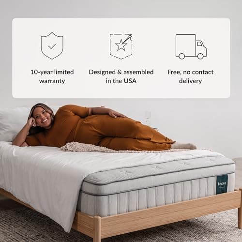 Leesa Full Size Plus Hybrid Mattress, Medium Firm Firmness, Engineered for Plus Sized Sleepers, 13", CertiPUR-US Certified, 100-Night Trial