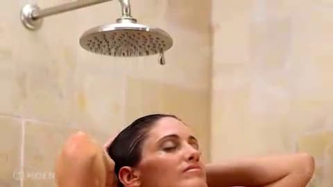 Moen Velocity Brushed Nickel Two-Function Rainshower 8-Inch Shower Head with Immersion Technology for a High-Pressure Rinse, S6320BN