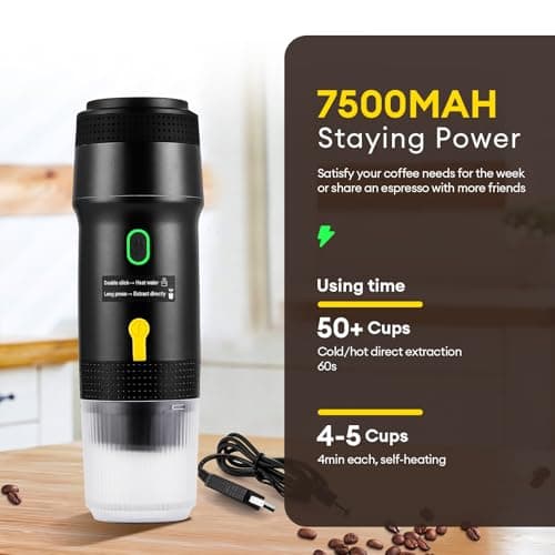 𝟯 𝗶𝗻 𝟭 Portable Coffee Maker for Travel, 20 Bar Portable Espresso Machine with USB,Travel Coffee Maker Self-Heating, Compatible with Ground Coffee & Capsule for Hiking,Office,RV（Upgrade）