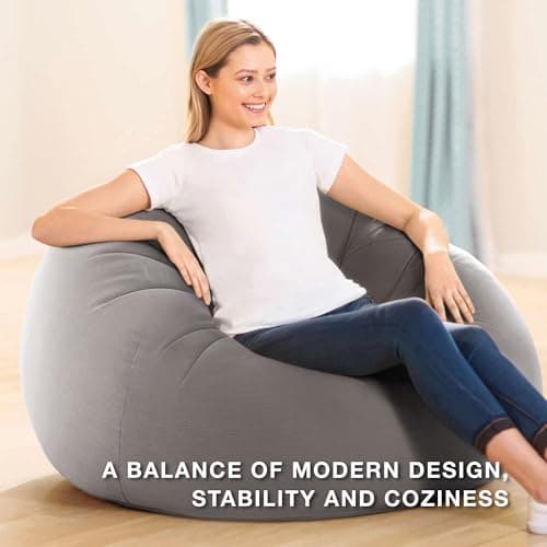 INTEX 68579EP Beanless Bag Inflatable Lounge Chair: Corduroy Textured Flocking – Durable Vinyl – Folds Compactly – 220lb Weight Capacity – 45" x 45" x 28"