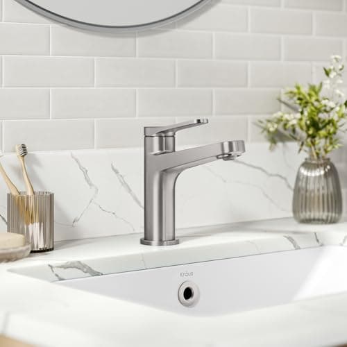 KRAUS Indy Single Handle One Hole Bathroom Sink Faucet in Spot-Free Brushed Nickel, KBF-1411SFBN
