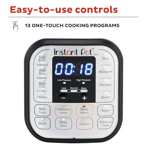 Instant Pot Duo 7-in-1 Electric Pressure Cooker, Slow Cooker, Rice Cooker, Steamer, Sauté, Yogurt Maker, Warmer & Sterilizer, Includes App With Over 800 Recipes, Stainless Steel, 8 Quart