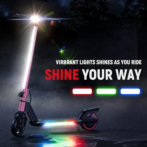 Foldable Electric Scooter for Kids, with Bright Front LED Lights,Shining Pedal Lights, LED Display, Dual Brakes 150W Motor Kids Electric Scooter, UL2272 Certified