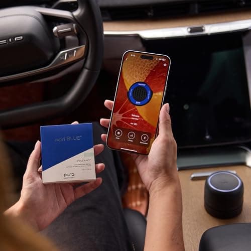Capri Blue Volcano Pura Car Pro Diffuser Set - Includes Pura Car Pro Diffuser and Capri Blue Volcano Air Freshener Refills - Scented with Notes of Tropical Fruits & Sugared Citrus