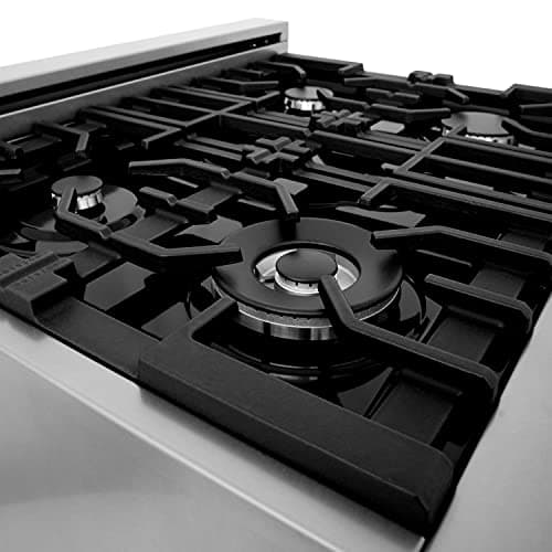 ZLINE 30 Inch 4.0 Cubic Foot Stainless Steel Dual Fuel Range with 4 Burner Porcelain Cooktop, Gas Stove, Cast Iron Grill, and Electric Convection Oven