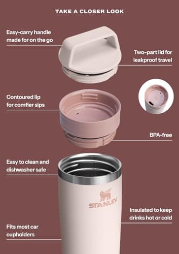 STANLEY Cafe To Go Travel Mug 16 oz | Leakproof Two-Part Drink Through Lid | Tumbler Cup for Coffee, Tea and Drinks | Insulated Stainless Steel Coffee Mug | BPA-Free | Hammertone Green