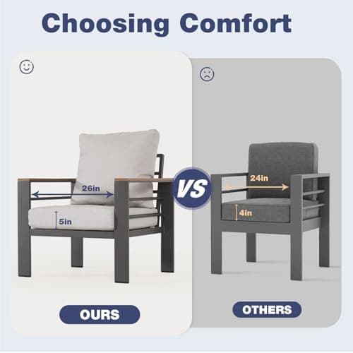 Aoxun Aluminum Patio Furniture Set 7 Seats, Oversized Outdoor Sectional with Washable Thick Cushions, Coffee Table and Waterproof Cover, Patio Conversation Sets for Porch, Balcony, Deck