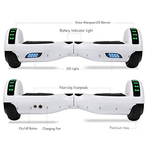 LIEAGLE Hoverboard, 6.5" Self Balancing Scooter Hover Board with Bluetooth Wheels LED Lights for Kids Adults